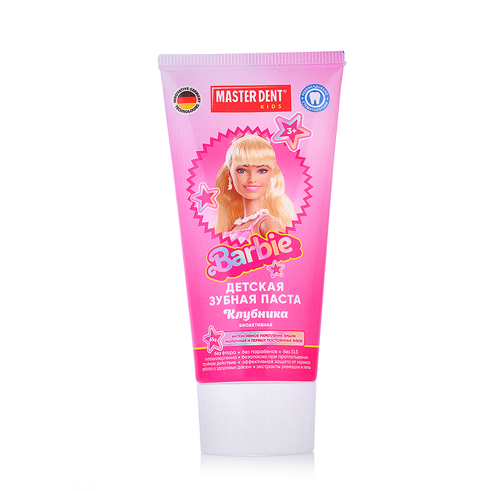Детская зубная паста Barbie "Клубника" 65 г. MASTER DENT