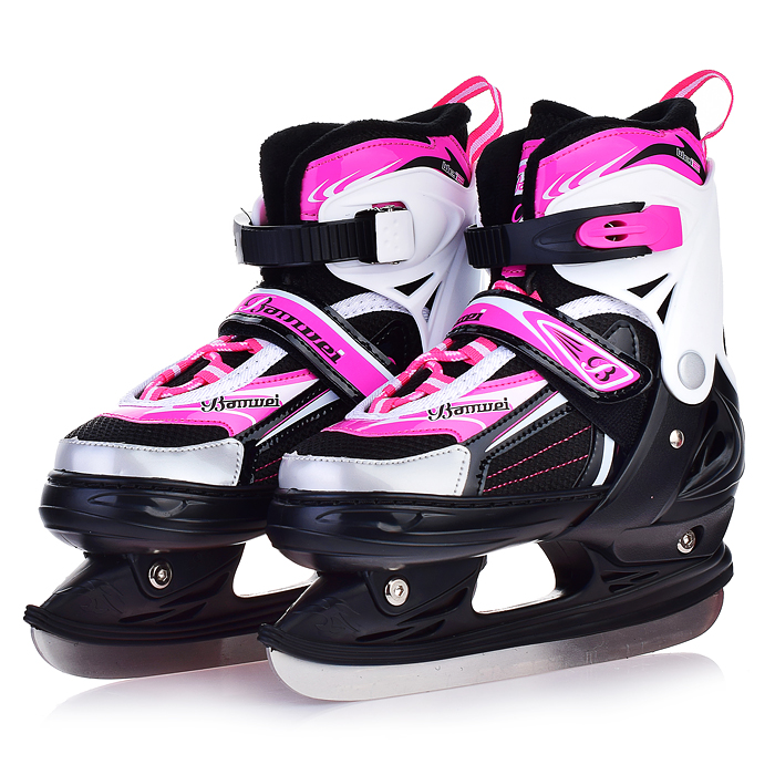 Коньки 00-3113 (размер S30-34) розовые, в сумке