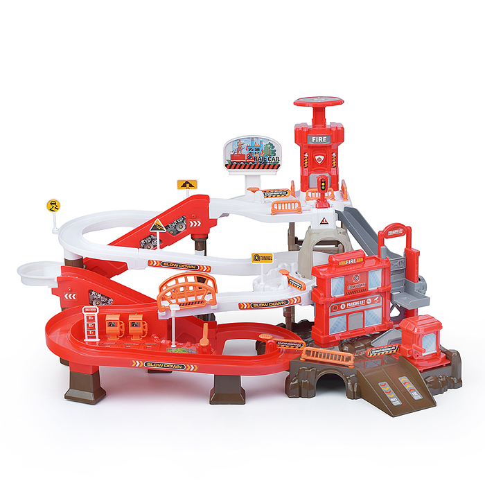 Фото к товару Парковка- трек ZX-004A "Пожарная часть" на батарейках, в коробке Парковка- трек ZX-004A "Пожарная часть" на батарейках, в коробке