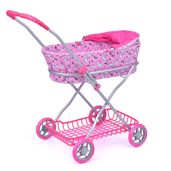 Фото к товару Коляска для кукол 9325, металлическая, складная, прогулочная c капюшоном, с сумкой и корзиной, цвет Коляска для кукол 9325, металлическая, складная, прогулочная c капюшоном, с сумкой и корзиной, цвет