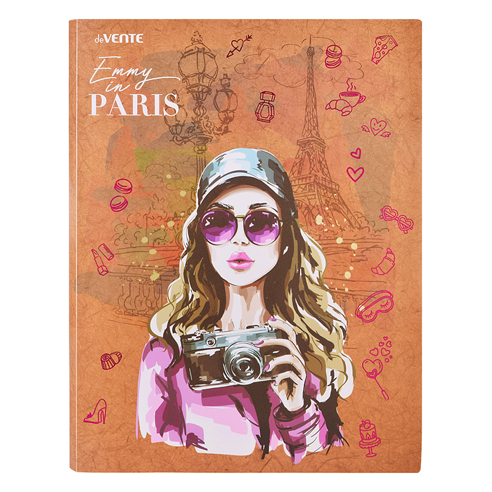 Папка с 20 вкладышами A4 "Emmy in Paris" A4 (235x310x15 мм) 400 мкм, фактура крафт-имитаци