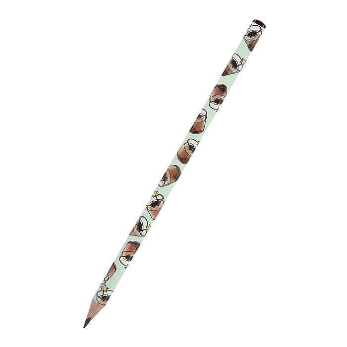 Карандаш чернографитовый "HappyGraphix. Кофемания.Шоколадный коктейль" НВ корпус липа, грифель 2 мм