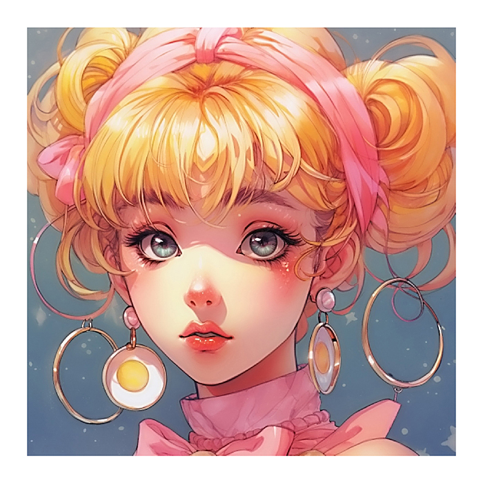 Холст с красками 40х40 по номерам "Кукольная девушка" (30 цв.) 