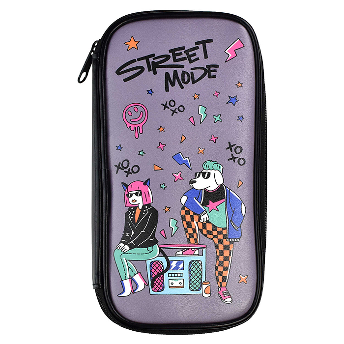 Пенал школьный "Хипстеры" без наполнения, 11,5x21x2,5 см, искусственная кожа