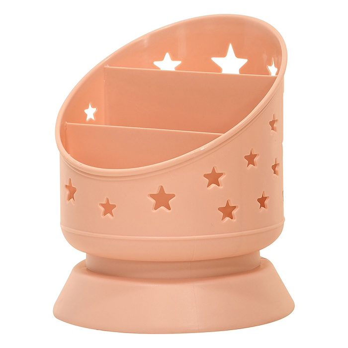 Стакан для канцелярии 3 отд. 135х115х115 мм роз. пластик