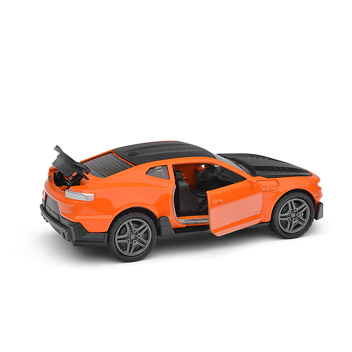 Фото к товару Чёрно-оранжевая инерционная машинка die-cast,1:32, открывающиеся двери Чёрно-оранжевая инерционная машинка die-cast,1:32, открывающиеся двери