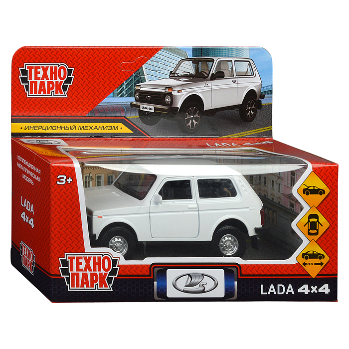 Фото к товару Машина металл LADA 4x4 12 см, (двери, багаж, белый) инерц, в коробке Машина металл LADA 4x4 12 см, (двери, багаж, белый) инерц, в коробке