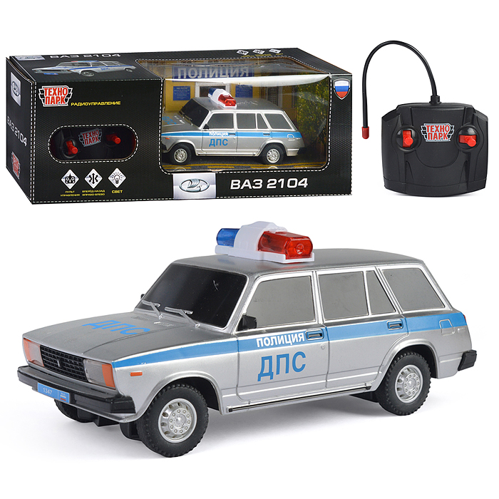 Машина р/у Lada ВАЗ-2104 ДПС 18 см, (свет, серебряный) в коробке