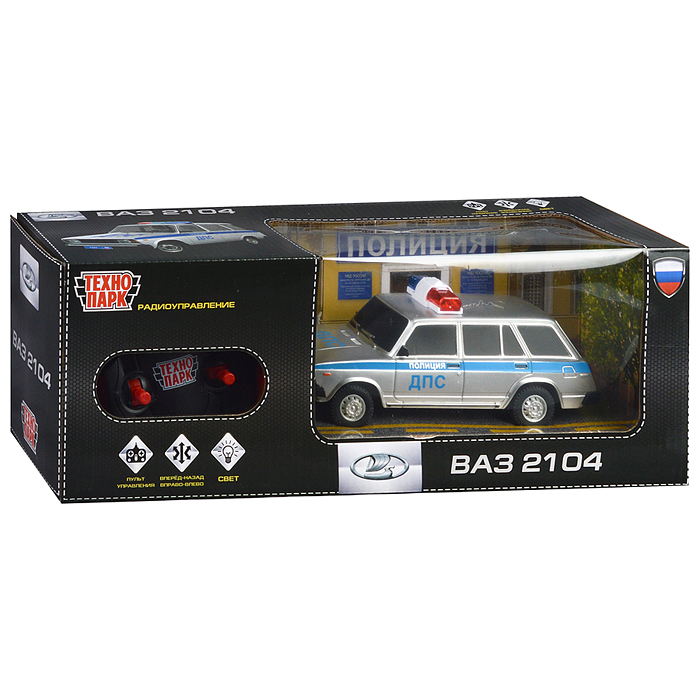 Фото к товару Машина р/у Lada ВАЗ-2104 ДПС 18 см, (свет, серебряный) в коробке Машина р/у Lada ВАЗ-2104 ДПС 18 см, (свет, серебряный) в коробке