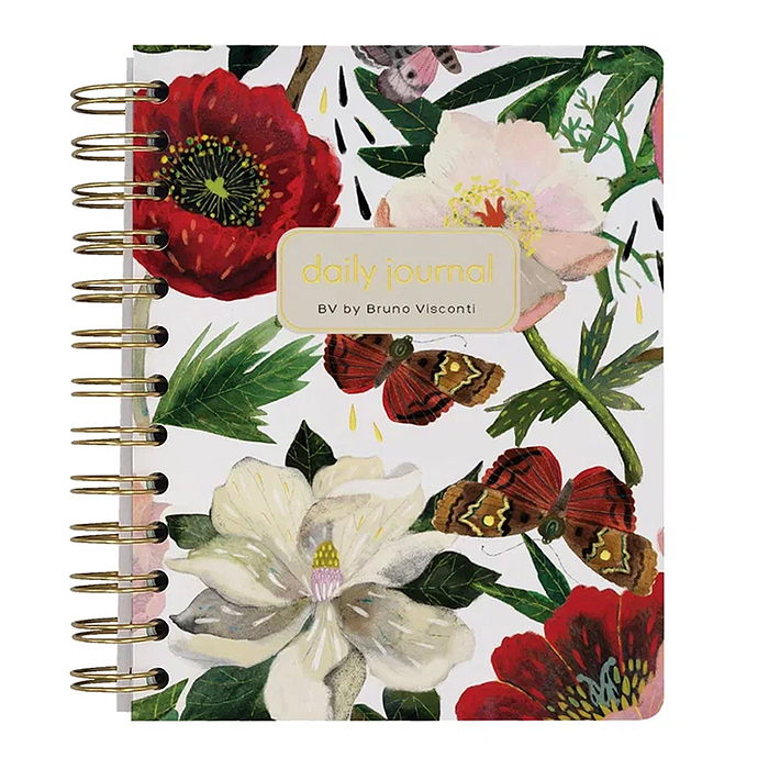 Ежедневник на золотом гребне А6, BV, 136 л, "Пионы" Cute diary