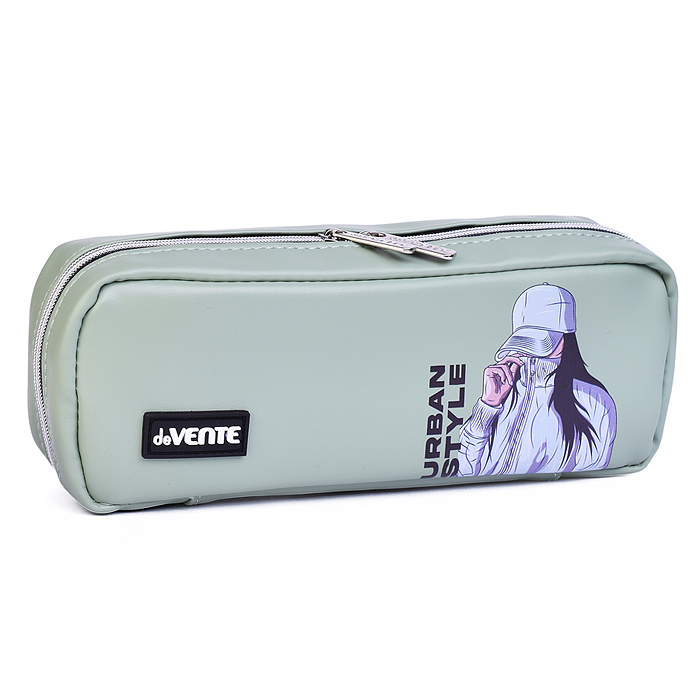 Пенал "Urban Style" 21x9x5 см, прямоугольный для 60 предметов, искусственная кожа, на молни