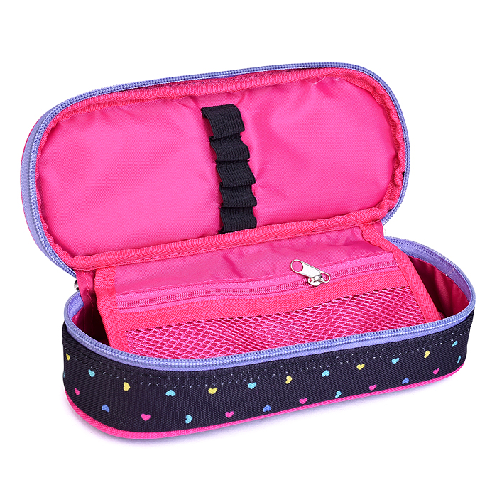 Пенал "Hey Girl" 21x8x5 см, овальный для 50 предметов, с внутренним органайзером-створкой, 