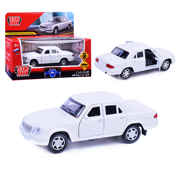 Машина металл ГАЗ -31105 «Волга» 12 см, (двери, багаж, белый) инерц, в коробке Машина металл ГАЗ -31105 «Волга» 12 см, (двери, багаж, белый) инерц, в коробке
