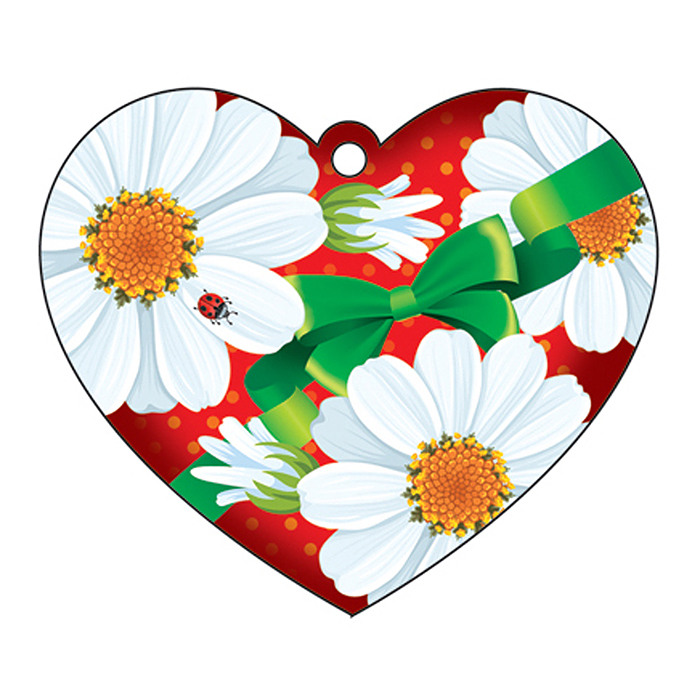 Сердечко одинарное. Ромашки (УФ-лак) Сердечко одинарное. Ромашки (УФ-лак)