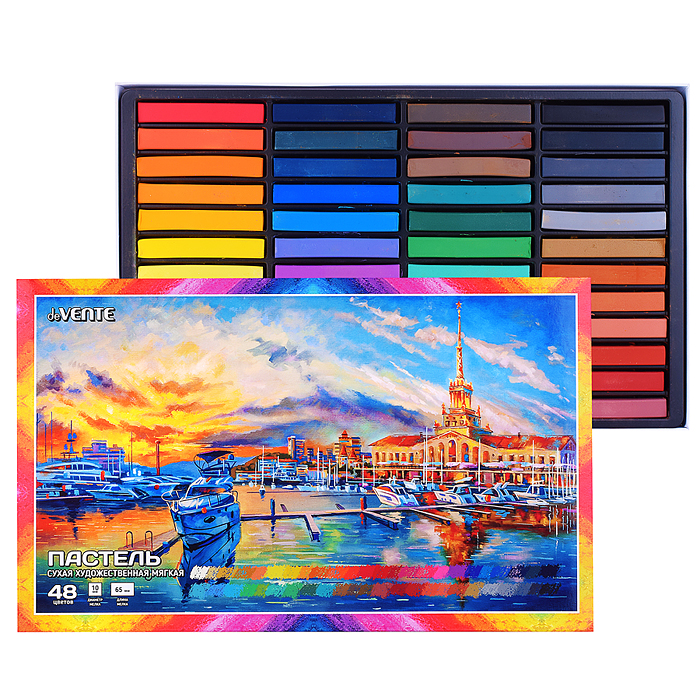 Пастель сухая художественная мягкая 48 цветов, квадратное сечение 65x10 мм Пастель сухая художественная мягкая 48 цветов, квадратное сечение 65x10 мм