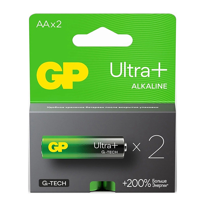Батарейки алкалиновые GP Ultra Plus GP15AUPA21-2CRSB2 G-TECH LR6 BL2 Батарейки алкалиновые GP Ultra Plus GP15AUPA21-2CRSB2 G-TECH LR6 BL2