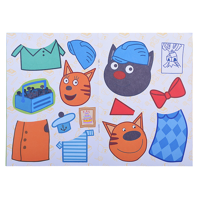 Фото к товару Книга раскраска, аппликация. Три Кота. Приклей-ка. Домик на дереве Книга раскраска, аппликация. Три Кота. Приклей-ка. Домик на дереве