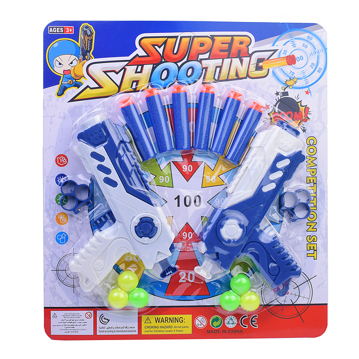 Набор пистолетов 325-15 "Дуэт" с мягкими пулями и шариками, на листе