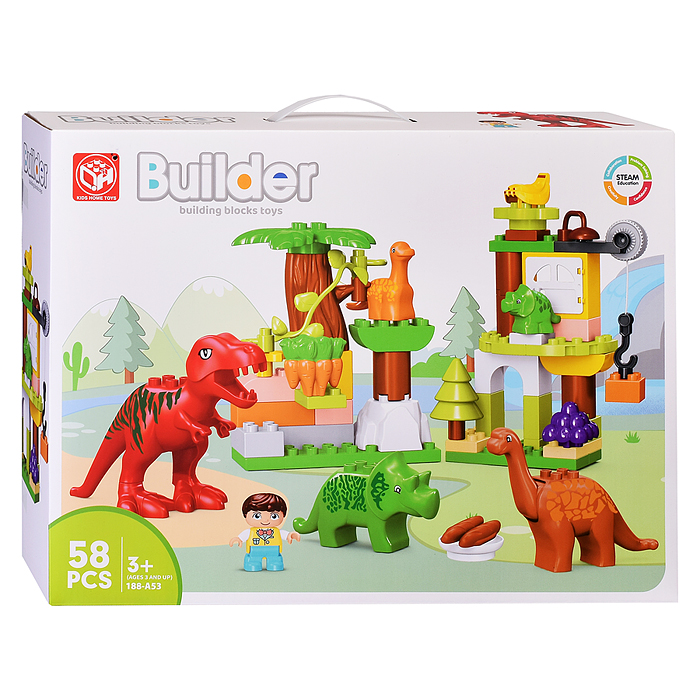 Конструктор 188-A53 "Динопарк" (58 дет.) в коробке Конструктор 188-A53 "Динопарк" (58 дет.) в коробке