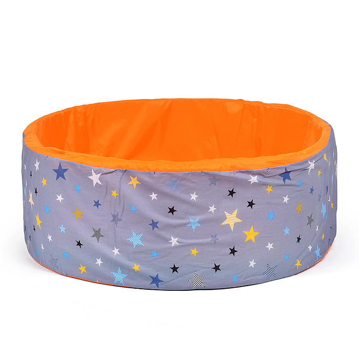Фото к товару Сухой бассейн "Серые звезды/оранжевые" (100см х 30см) Сухой бассейн "Серые звезды/оранжевые" (100см х 30см)