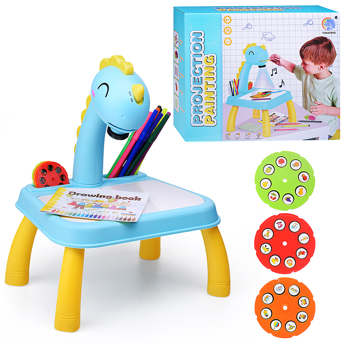 Доска для рисования YM2021-7 "Дракончик" с проектором, в коробке