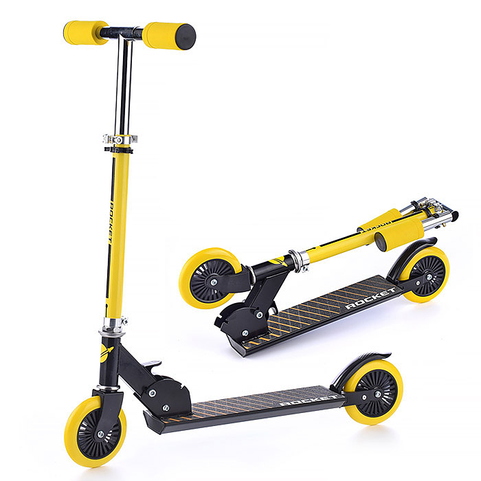 Самокат 2-х колесный ROCKET,колеса PU/ 125 мм,ABEC 7, желтый в пакете