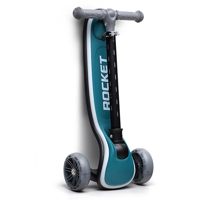 Самокат трёхколёсный R0200 ROCKET светящиеся колеса PU, дека, рулевая стойка, цвет бирюзовый