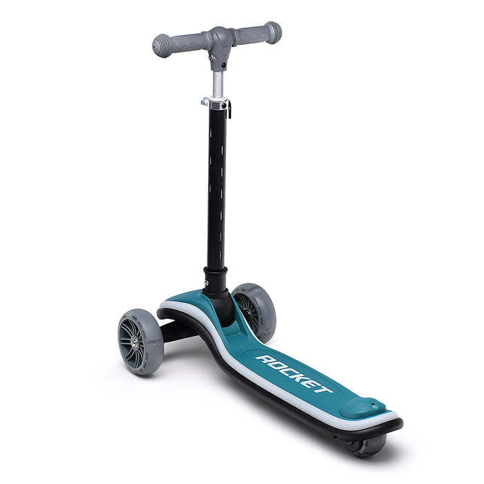 Самокат трёхколёсный R0200 ROCKET светящиеся колеса PU, дека, рулевая стойка, цвет бирюзовый
