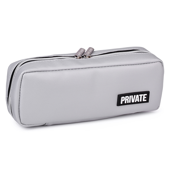 Пенал "Private" 21x9x5 см, прямоугольный, матовая искусственная кожа, на молнии, 3 внутренн