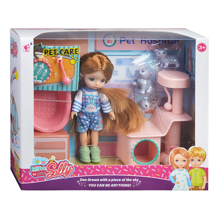 Кукла 91070-A "Синтия с питомцами" с аксессуарами, в коробке