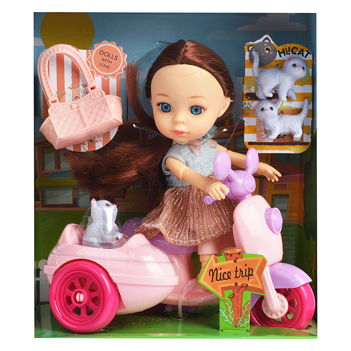 Кукла 91035-A "Лидочка в мини путешествии с питомцами" с аксессуарами, в коробке