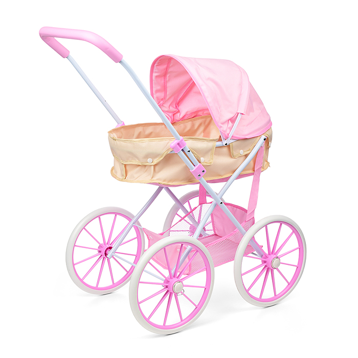 Фото к товару Коляска для кукол LM936B-16 металлическая, прогулочная с капюшоном и сумкой, цвет розово-бежевый Коляска для кукол LM936B-16 металлическая, прогулочная с капюшоном и сумкой, цвет розово-бежевый