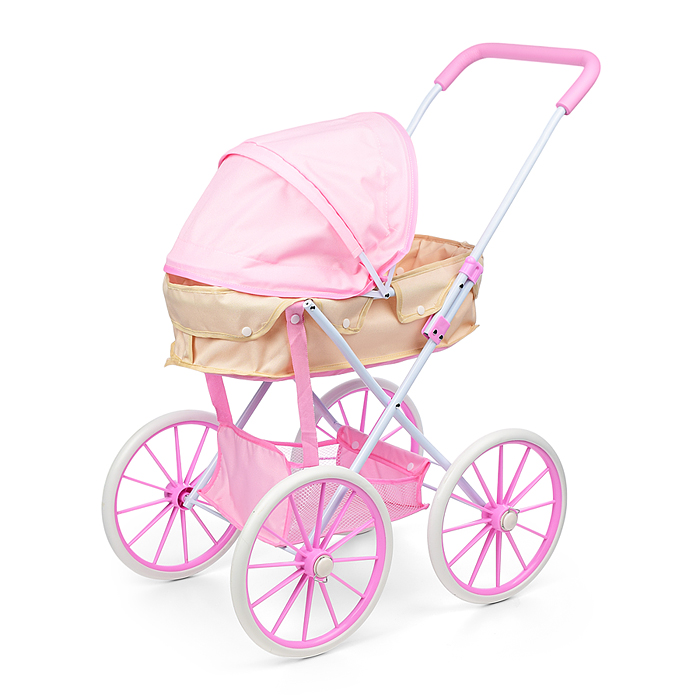 Фото к товару Коляска для кукол LM936B-16 металлическая, прогулочная с капюшоном и сумкой, цвет розово-бежевый Коляска для кукол LM936B-16 металлическая, прогулочная с капюшоном и сумкой, цвет розово-бежевый