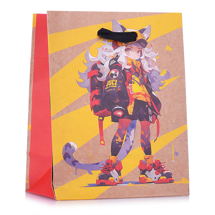 Пакет подарочный 11х14х6,5см "Cat girl" крафт Пакет подарочный 11х14х6,5см "Cat girl" крафт