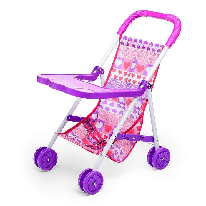 Фото к товару Коляска кукольная CS4832B (металлическая, складная, цвет фиолетовый, с принтом) в пакете Коляска кукольная CS4832B (металлическая, складная, цвет фиолетовый, с принтом) в пакете