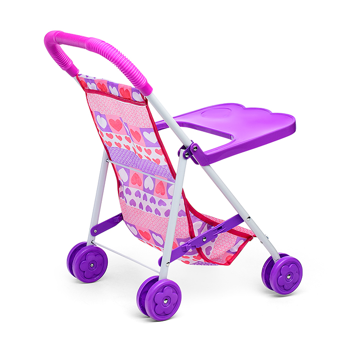 Фото к товару Коляска кукольная CS4832B (металлическая, складная, цвет фиолетовый, с принтом) в пакете Коляска кукольная CS4832B (металлическая, складная, цвет фиолетовый, с принтом) в пакете