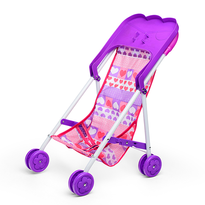 Фото к товару Коляска кукольная CS4832B (металлическая, складная, цвет фиолетовый, с принтом) в пакете Коляска кукольная CS4832B (металлическая, складная, цвет фиолетовый, с принтом) в пакете