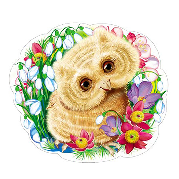 Плакат вырубной А4. Совенок весенний (с уф-лаком) Плакат вырубной А4. Совенок весенний (с уф-лаком)