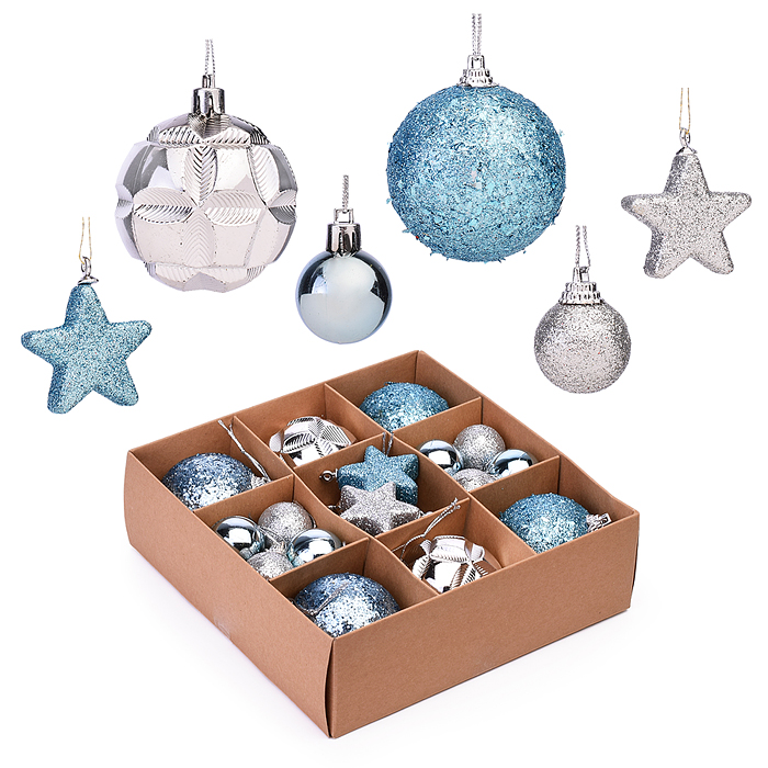 Набор новогодних украшений S2006 "Шарики и звездочки" 3-6см*30шт Набор новогодних украшений S2006 "Шарики и звездочки" 3-6см*30шт