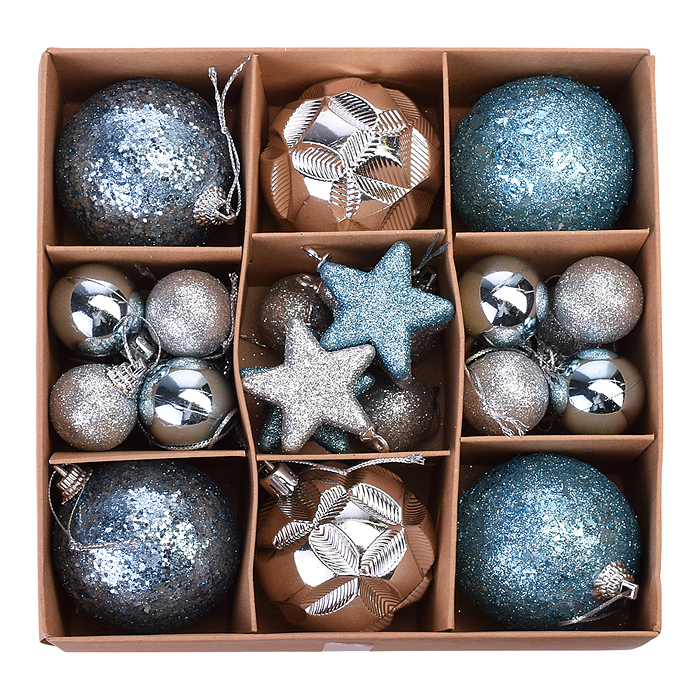 Фото к товару Набор новогодних украшений S2006 "Шарики и звездочки" 3-6см*30шт Набор новогодних украшений S2006 "Шарики и звездочки" 3-6см*30шт