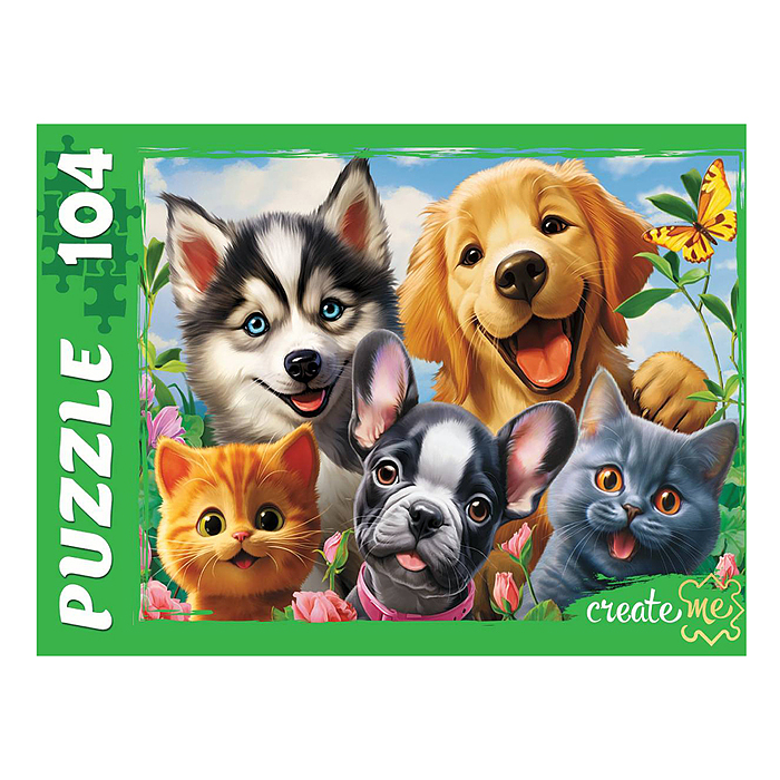 Пазлы 104 "Селфи четвероногих друзей"