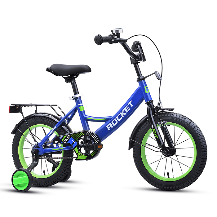 Фото к товару Велосипед 14" Rocket Gem, цвет синий/зеленый Велосипед 14" Rocket Gem, цвет синий/зеленый