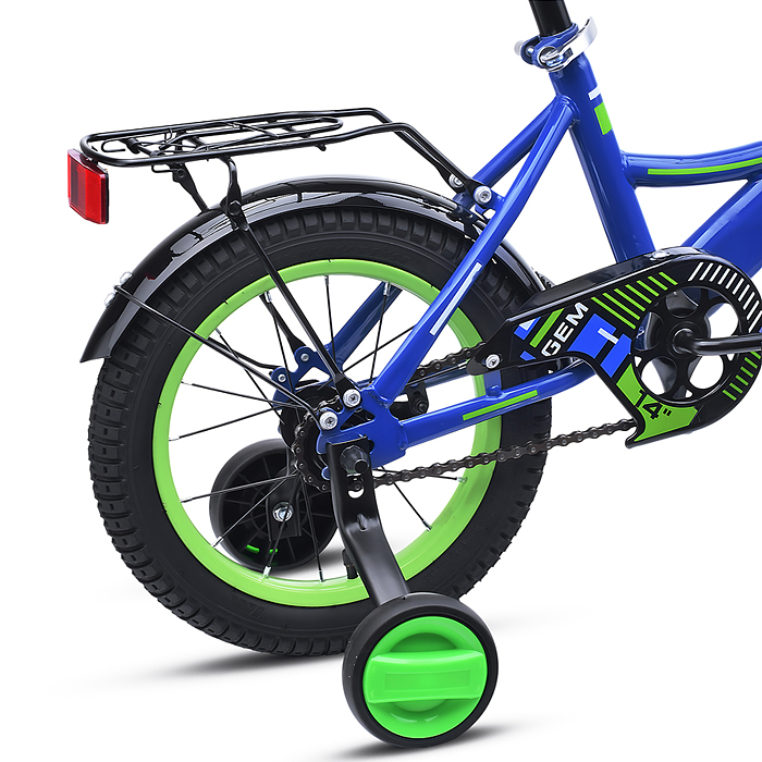 Фото к товару Велосипед 14" Rocket Gem, цвет синий/зеленый Велосипед 14" Rocket Gem, цвет синий/зеленый