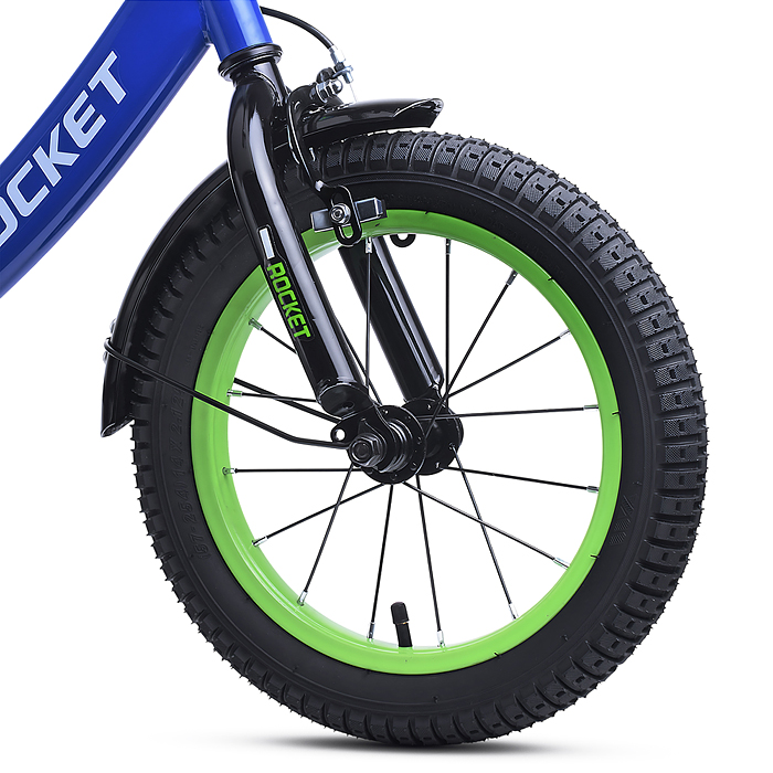 Фото к товару Велосипед 14" Rocket Gem, цвет синий/зеленый Велосипед 14" Rocket Gem, цвет синий/зеленый
