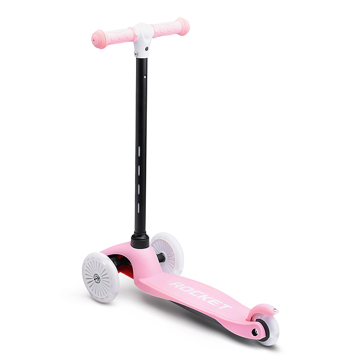 Фото к товару Самокат 3-х колесный ROCKET,колеса PU со светом, светящаяся стойка, ABEC 7, розовый Самокат 3-х колесный ROCKET,колеса PU со светом, светящаяся стойка, ABEC 7, розовый