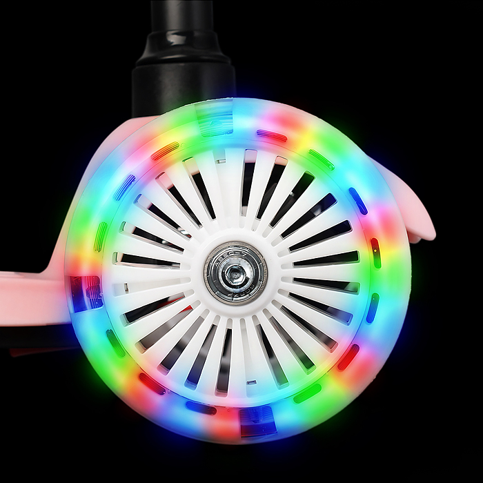 Фото к товару Самокат 3-х колесный ROCKET,колеса PU со светом, светящаяся стойка, ABEC 7, розовый Самокат 3-х колесный ROCKET,колеса PU со светом, светящаяся стойка, ABEC 7, розовый