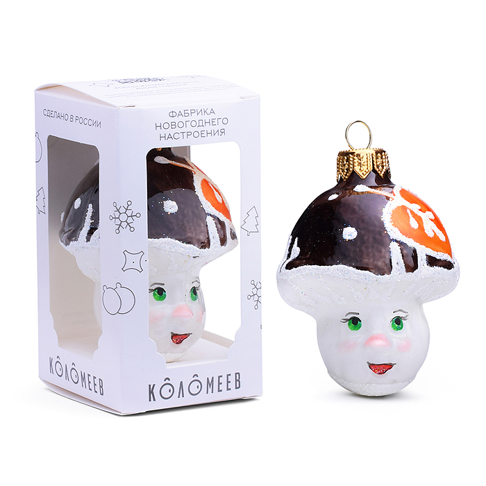 Ёлочное украшение "Белый гриб", в подарочной упаковке, h-9см Ёлочное украшение "Белый гриб", в подарочной упаковке, h-9см