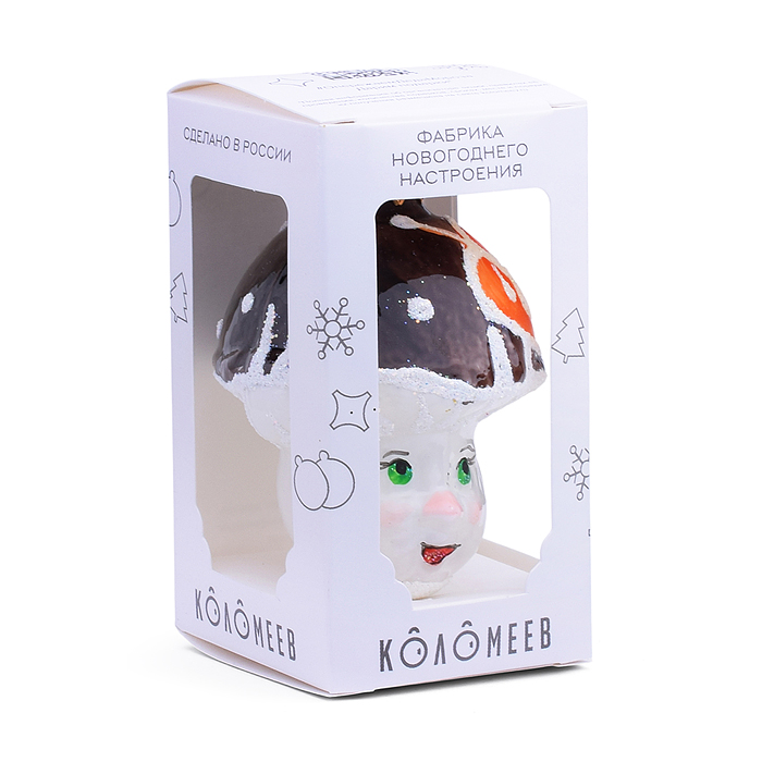 Фото к товару Ёлочное украшение "Белый гриб", в подарочной упаковке, h-9см Ёлочное украшение "Белый гриб", в подарочной упаковке, h-9см