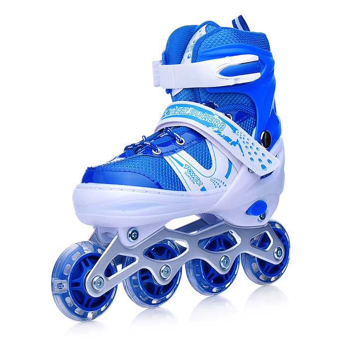 Фото к товару Ролики детские, размер S, синие (со шлемом и защитным снаряжением) Ролики детские, размер S, синие (со шлемом и защитным снаряжением)