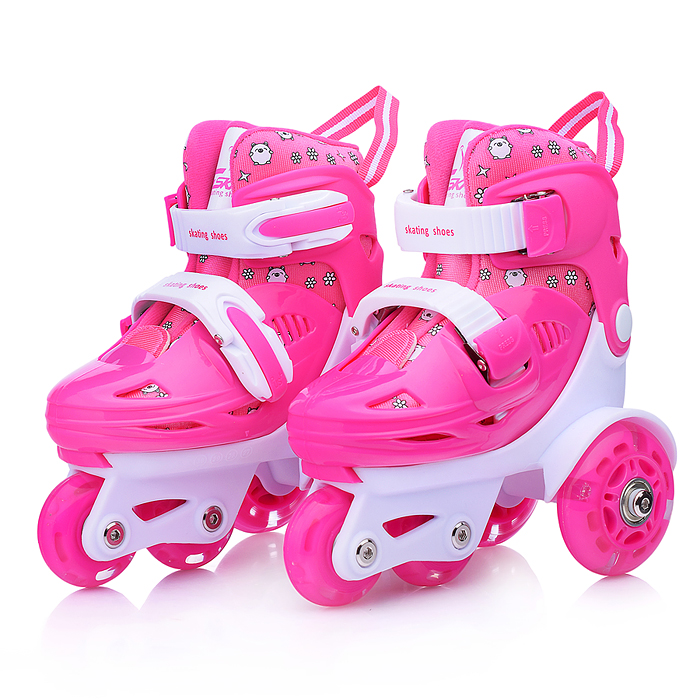 Фото к товару Ролики детские U011007Y размер S, розово-белые Ролики детские U011007Y размер S, розово-белые